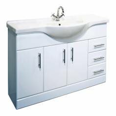 Abbott 1200mm Gloss White Basin Unit - Single Tap Hole  